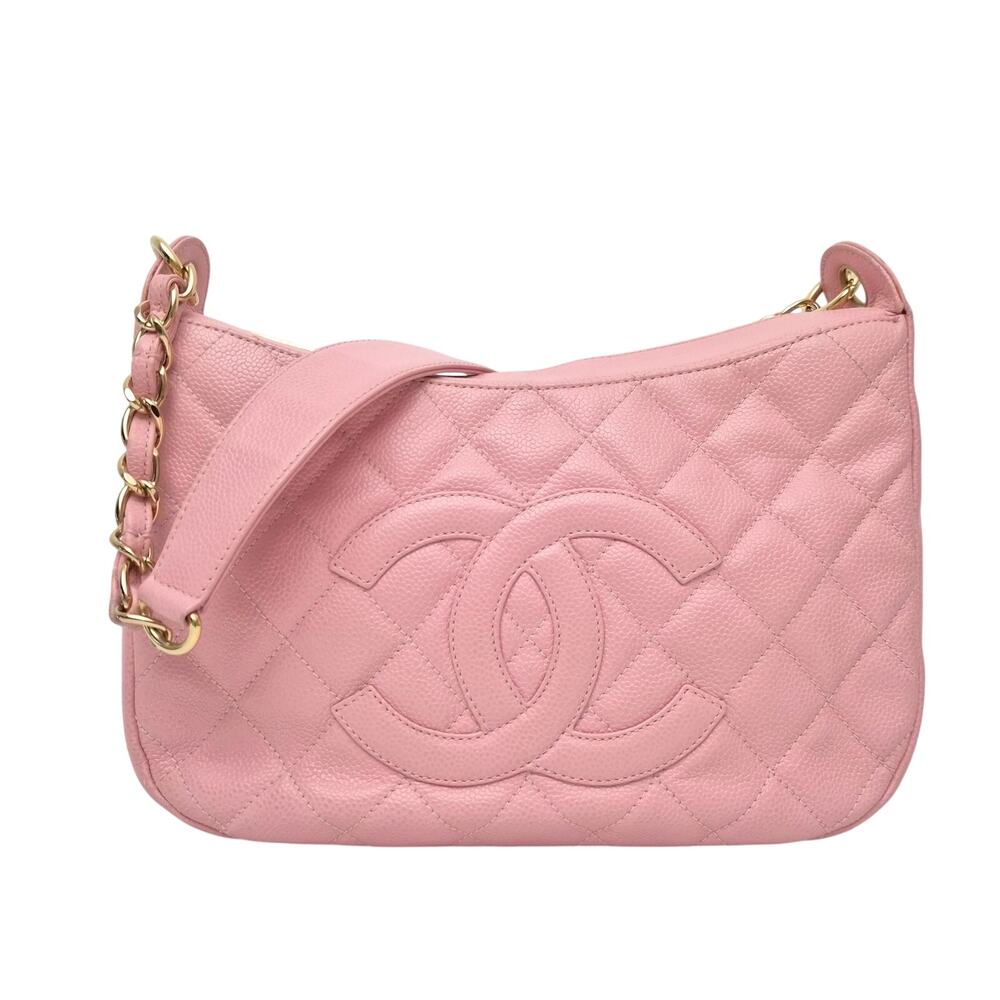 Chanel Vintage Timeless CC Shoulder Bag Pink Caviar Gold Hardware